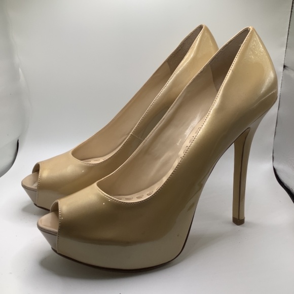 Enzo Angiolini Peep Toe Pumps, Size:11, Gold - Picture 2 of 3